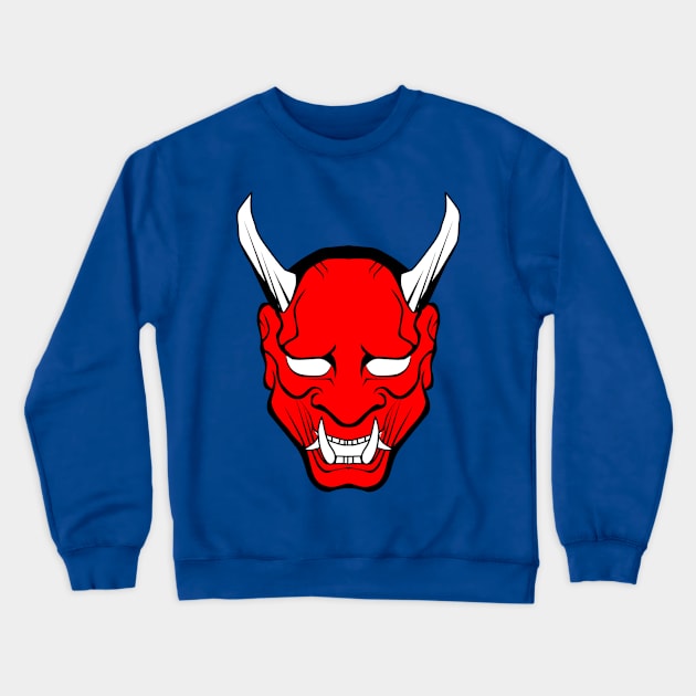 Red Oni Demon Mask Design Crewneck Sweatshirt by TF Brands